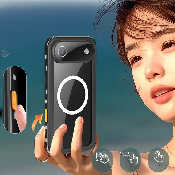 Husă pentru iPhone Air, impermeabilă IP68, SHELLBOX MagSafe, negru
