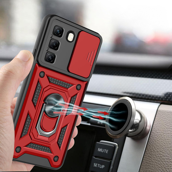 Husă blindată pentru Infinix Hot 50 Pro+ 4G, CamShield Slide, roșu