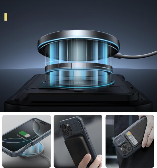 Husă blindată pentru iPhone 16 Pro Max, Dexnor CamProtect MagSafe, albastru (Două rame)