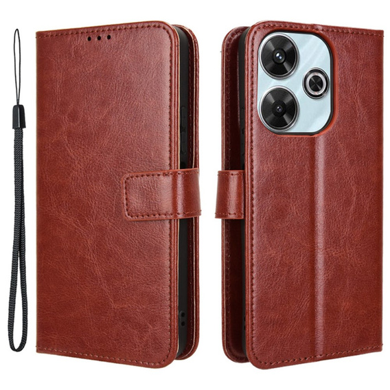 Cu clapetă pentru Xiaomi Redmi 13, Crazy Horse Wallet, maro