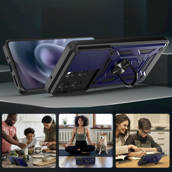 Husă blindată pentru Motorola Moto G86 5G, CamShield Slide, albastru