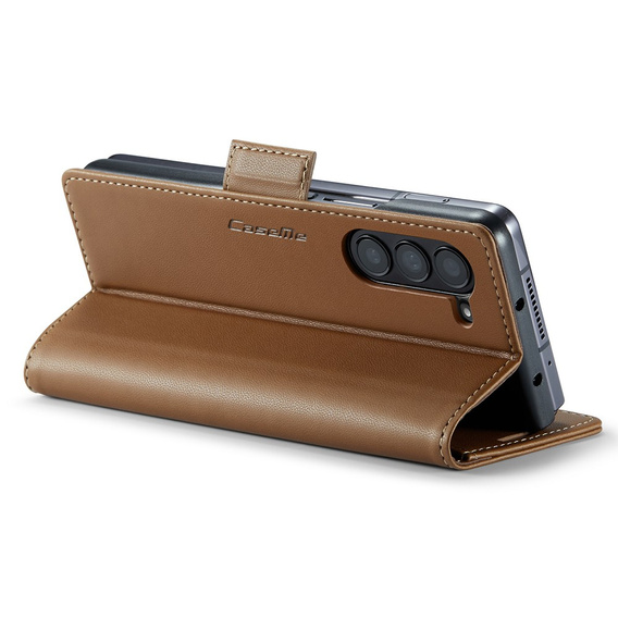 Husa cu clapetă CASEME pentru Samsung Galaxy Z Fold6 5G, Litchi Wallet, maro