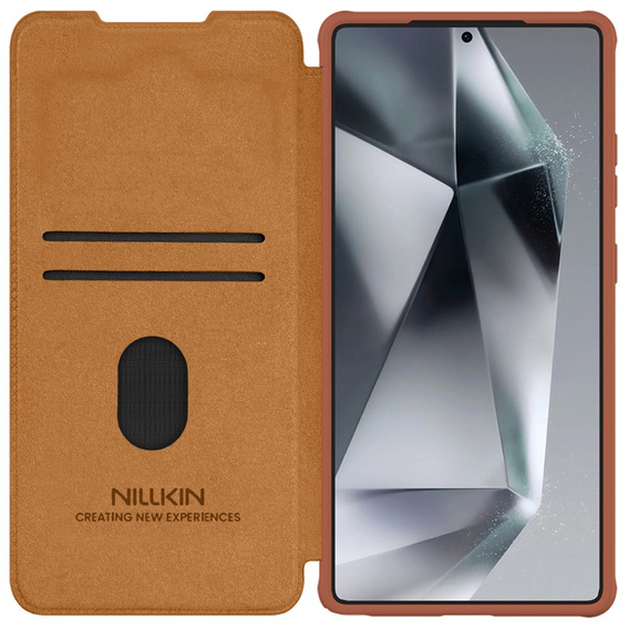 NILLKIN flip case NILLKIN pentru Samsung Galaxy S25 Ultra, CamShield Qin Pro, piele, maro