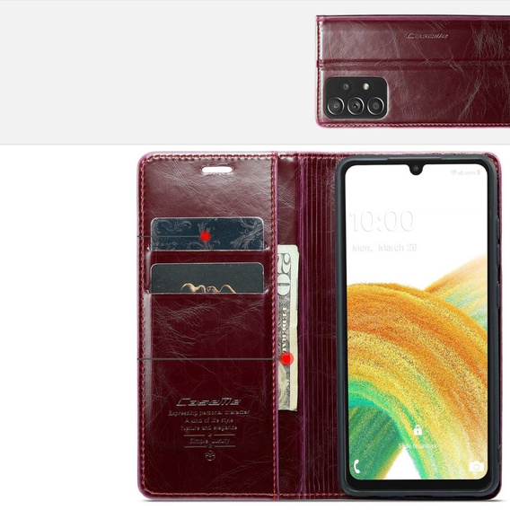 Carcasă flip CASEME pentru Samsung Galaxy A33 5G, Waxy Textured, roșu