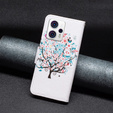 Cu clapetă pentru Motorola Moto G53 5G / G23 / G13, Wallet, colorful tree, alb