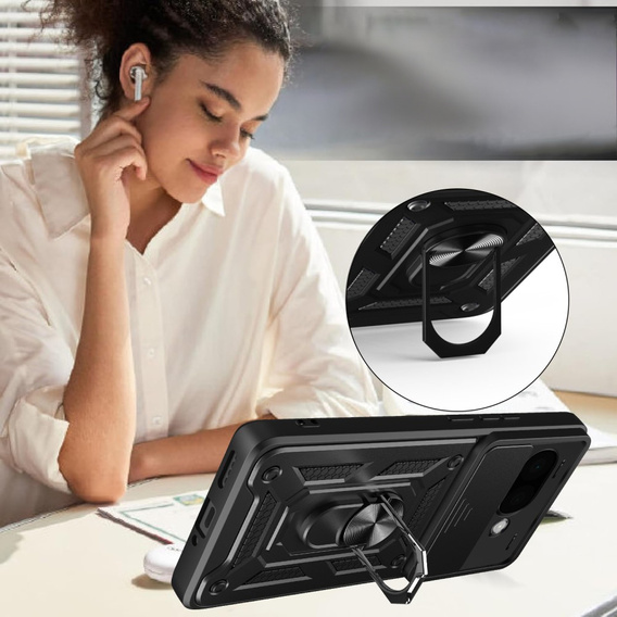 Husă blindată pentru Google Pixel 9A, CamShield Slide, negru