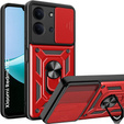 Carcasă blindată pentru Xiaomi Redmi 15C 4G/LTE, cu protecție pentru cameră, cu suport, roșu