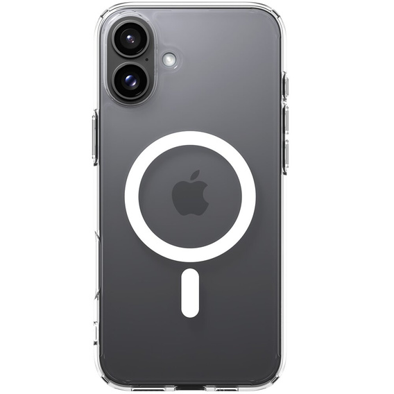 Carcasă MagSafe Spigen pentru iPhone 16 Plus, Ultra Hybrid, transparent / alb + 9H Tempered Glass