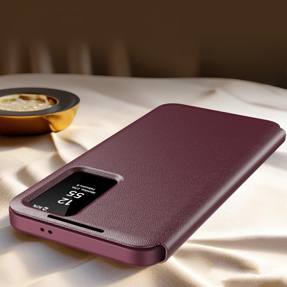 Husă cu clapetă pentru Samsung Galaxy S25 Edge, Smart View Wallet, maroon