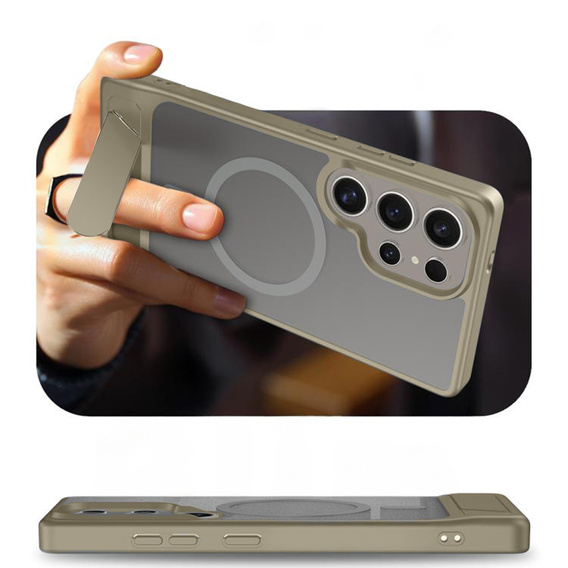 Husă pentru Samsung Galaxy S25 Ultra, Kickstand Matt Case, pentru MagSafe, gri