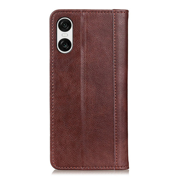 Husa cu clapetă pentru Sony Xperia 10 VI, Split Leather, maro