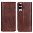 Husa cu clapetă pentru Samsung Galaxy S25 Edge, Split Leather, maro
