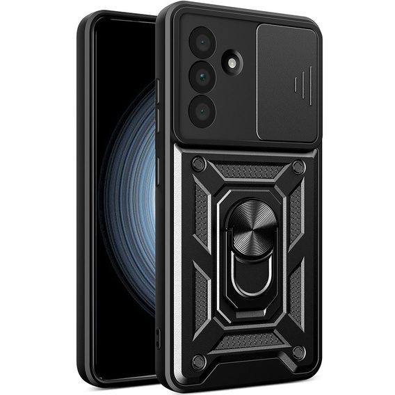 Carcasă blindată pentru Samsung Galaxy A56, CamShield Slide, negru + sticlă călită 9H