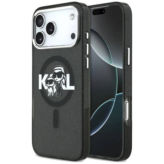 Husă MagSafe Karl Lagerfeld IML Glitter Karl & Choupette Sketch Logo pentru iPhone 17 Pro Max