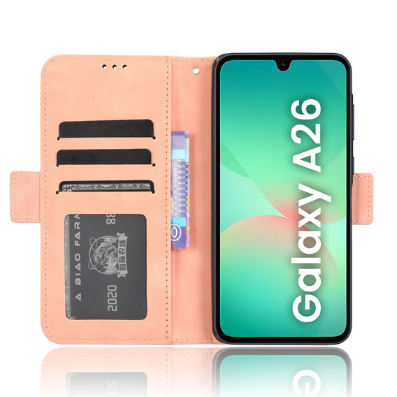 Cu clapetă pentru Samsung Galaxy A26, Card Slot, roz