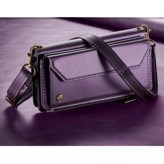 Husă portofel din piele CASEME RFID pentru Samsung Galaxy S26 Ultra, violet