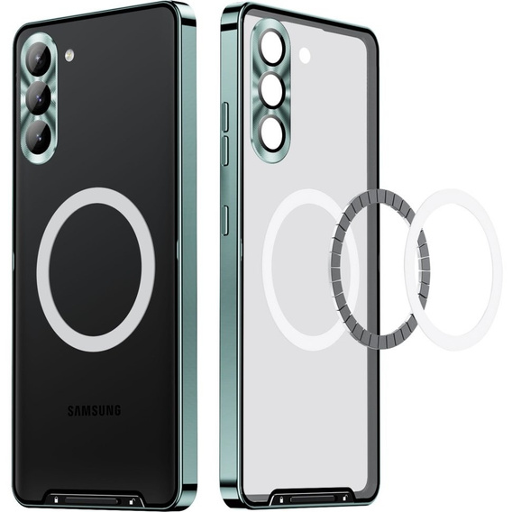 Carcasă de protecție pentru camera foto pentru Samsung Galaxy S23, CamShield MagSafe, transparent / verde