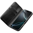 QIALINO Carcasă flip din piele de vacă originală pentru iPhone 17 Pro, negru
