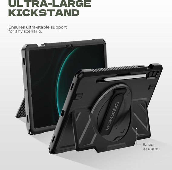 Husă Dexnor 360° cu curea și suport pentru stylus pentru Samsung Galaxy Tab S9 FE+