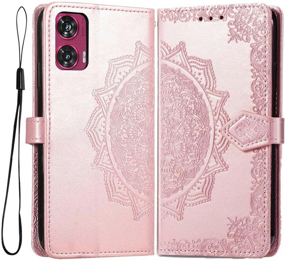 Cu clapetă pentru Motorola Edge 50 Fusion 5G, Mandala, roz