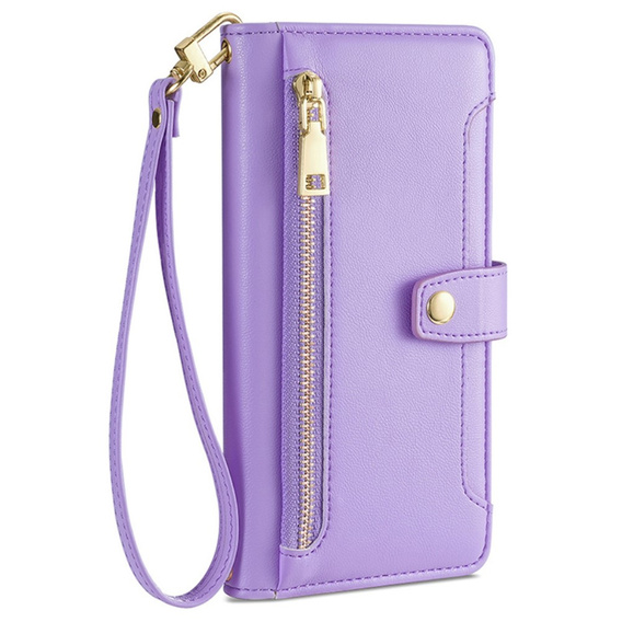 Cu clapetă pentru Samsung Galaxy A16, Wallet Zipper Pocket, violet