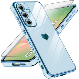 Carcasa pentru Samsung Galaxy A56, Electro heart, albastru + sticlă 9H