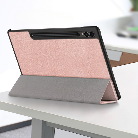 Husă pentru Samsung Galaxy Tab S9 FE+ Plus, Smartcase cu spațiu pentru stylus, roz rose gold