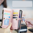 Husă CASEME pentru Samsung Galaxy A55 5G, RFID Leather Wallet, cu curea de umăr, roz