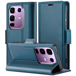 Husă pentru Infinix Note 50 Pro, ERBORD Glossy Litchi, portofel cu clapetă, albastru