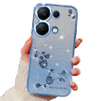 Husă pentru Xiaomi Redmi Note 13 Pro 4G / Xiaomi Redmi Note 14S / Xiaomi Poco M6 Pro 4G, Glitter Flower, albastru