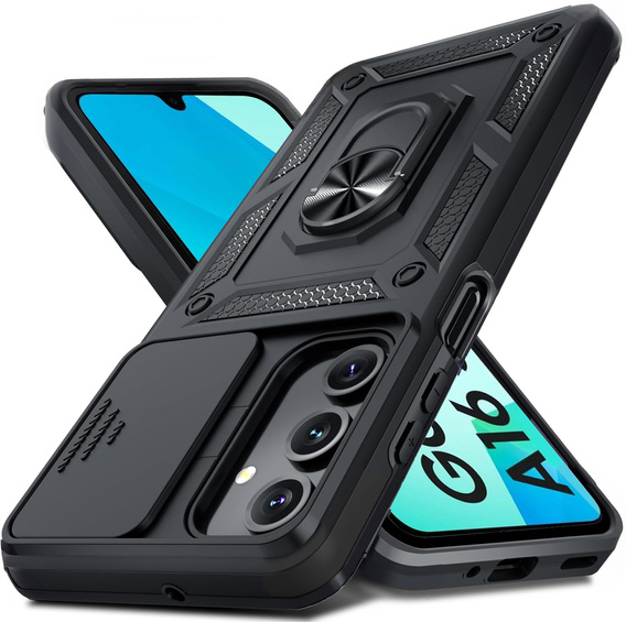 Husă blindată pentru Samsung Galaxy A16, CamShield Slide, negru