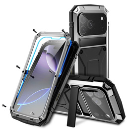 Husă R-JUST cu suport și sticlă încorporată pentru iPhone 17 Pro Max