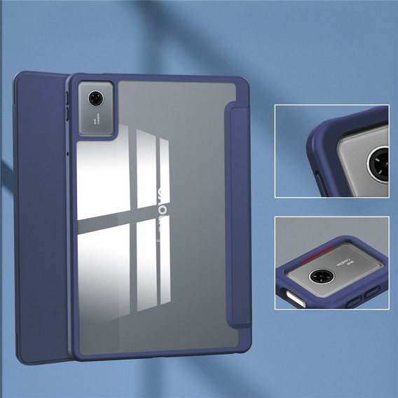 Husă pentru Lenovo Idea Tab 11" / Tab K11 11" (2 gen.), cu spate transparent și suport pentru stylus, albastru marin