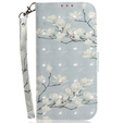 Cu clapetă pentru Samsung Galaxy A14 4G/5G, Wallet, flowers magnolia, alb