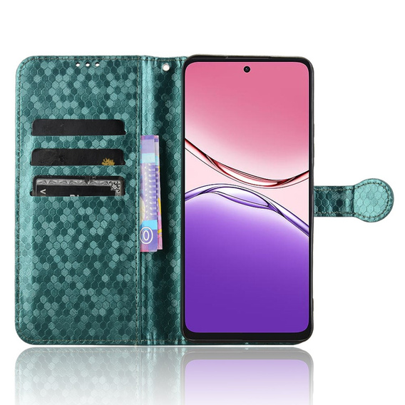 Husa cu clapetă pentru Oppo A5 Pro 5G, Wallet Rhombus, verde