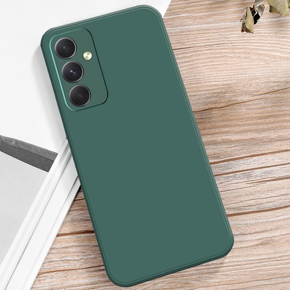 Carcasa pentru Samsung Galaxy A15, Silicone Lite, verde închis + sticlă 9H