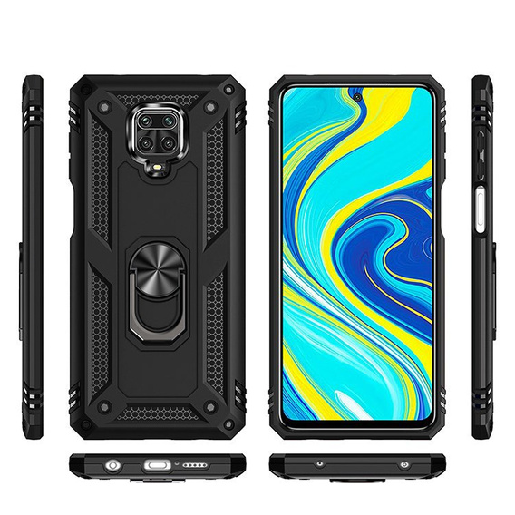 Husă blindată pentru Xiaomi Redmi Note 9S / 9 Pro, Nox Case Ring, negru