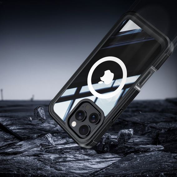 Husă pentru iPhone 16 Pro, Shockproof, cu sticlă, pentru MagSafe, negru