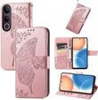 Cu clapetă pentru Vivo V50 Lite 4G / 5G, Butterfly, roz rose gold