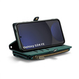 Husă CASEME pentru Samsung Galaxy S24 FE, RFID Leather Wallet, cu curea de umăr, verde