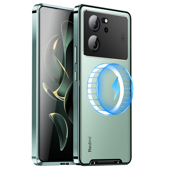 Carcasă de protecție pentru camera foto pentru Xiaomi 13T / 13T Pro, CamShield MagSafe, transparent / verde