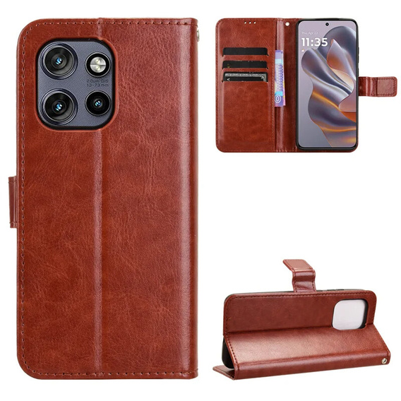 Cu clapetă pentru Motorola Edge 50 Neo / Motorola ThinkPhone 25, Crazy Horse Wallet, maro