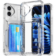 Husă pentru iPhone 16 Plus, Card Holder Kickstand, transparent