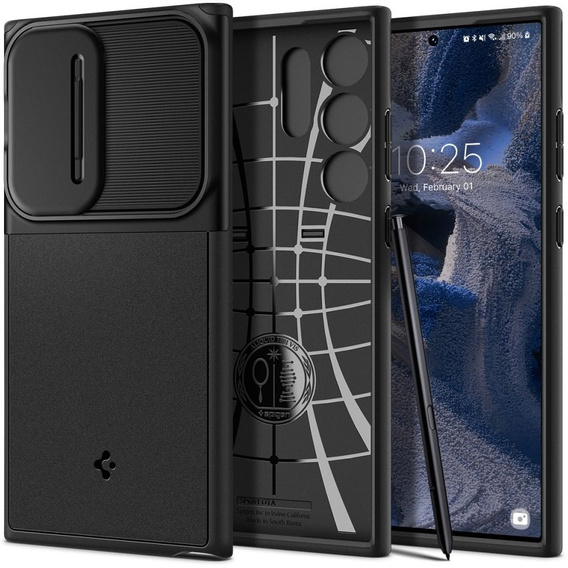 Spigen Optik Armor husă neagră pentru Samsung Galaxy S23 Ultra