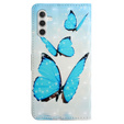 Cu clapetă pentru Samsung Galaxy A05s, Wallet, Butterflies, albastru