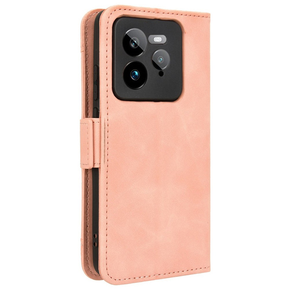 Cu clapetă pentru Realme GT 7 Pro, Card Slot, roz