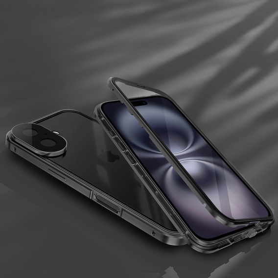 Husa pentru iPhone 16, Magnetic Dual Glass, negru
