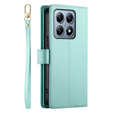 Cu clapetă pentru Xiaomi 14T Pro, Wallet Zipper Pocket, verde