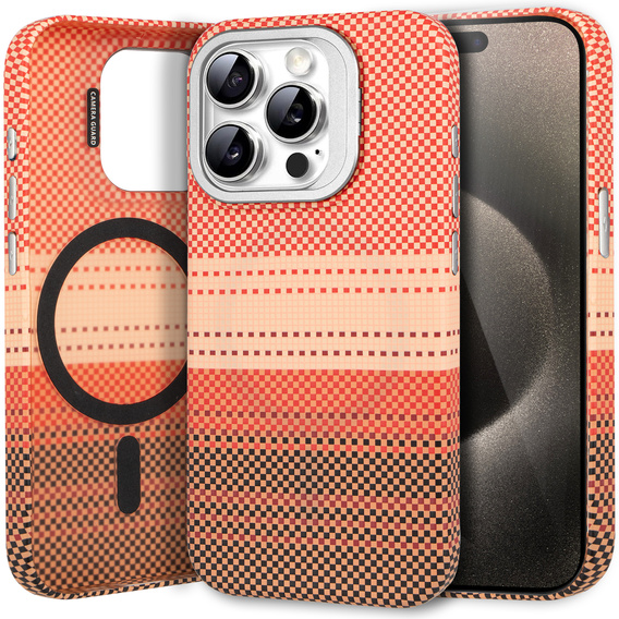 Carcasă pentru iPhone 15 Pro, cadru Kickstand, pentru MagSafe, Sunset Orange
