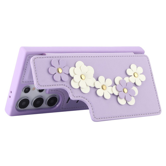 Husa pentru Samsung Galaxy S25 Ultra, Leather Flower Card Slot, violet